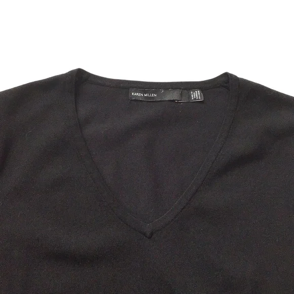 Karen Millen Black V-neck Short Sleeve Ruffled Hem Mini Dress, size M - Picture 5 of 12